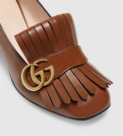 gucci embossed leather pumps brown|farfetch Gucci heels.